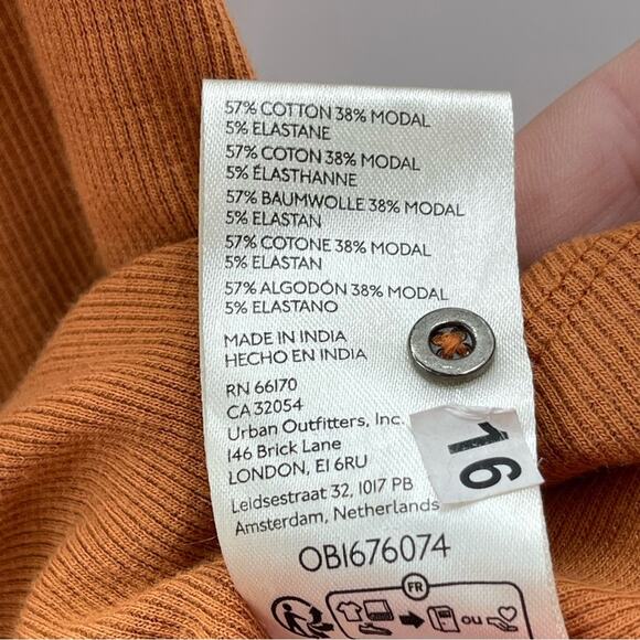 PILCRO Anthropologie Ribbed Henley Tee Tank Top Tan Brown Size Medium Preppy - Picture 10 of 10